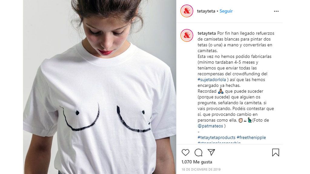 La camiseta de 'Teta y teta' que lucha por la visibilización del pecho femenino.