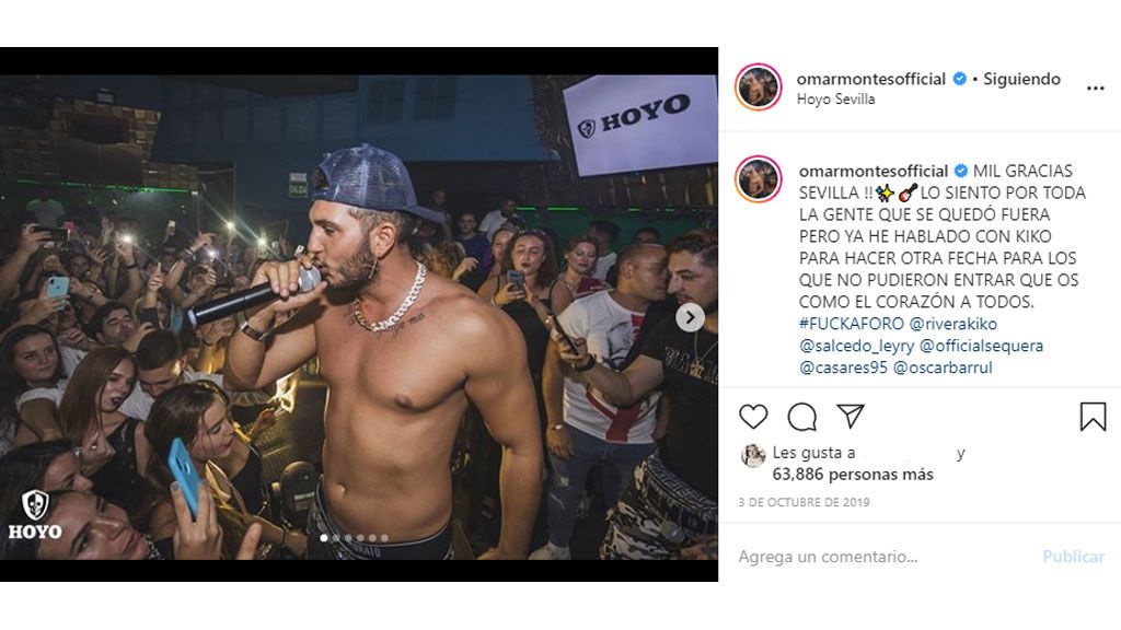 Omar Montes en uno de sus conciertos