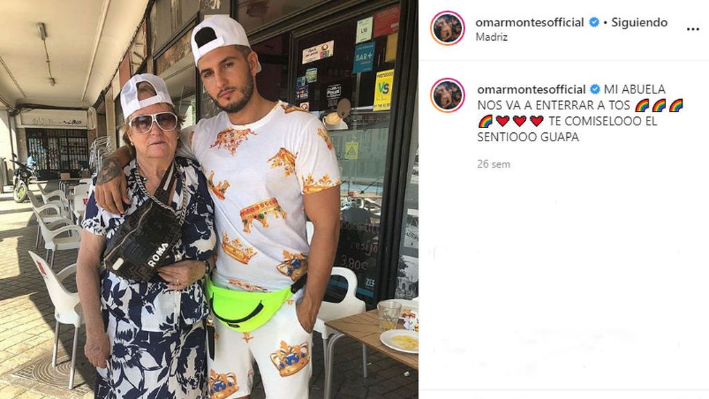 Omar Montes y su abuela en Carabanchel