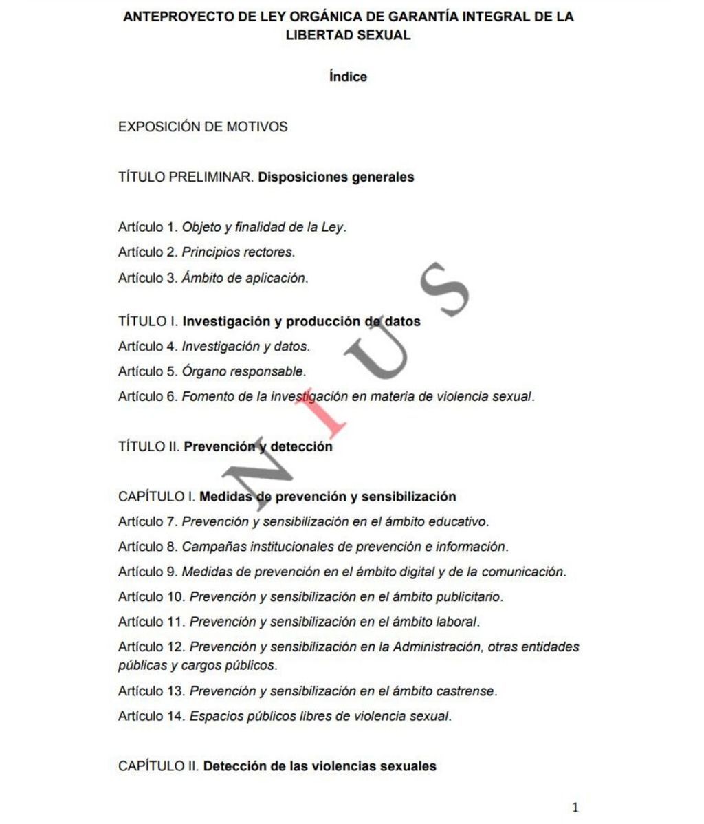 Anteproyecto de ley orgánica de garantía integral de la Libertad Sexual