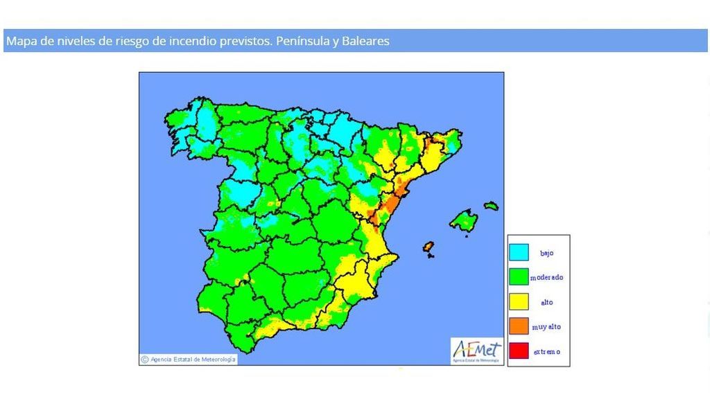 incendios riesgo peninsula lunes