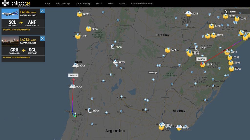 Aviones a más altura en América del Sur