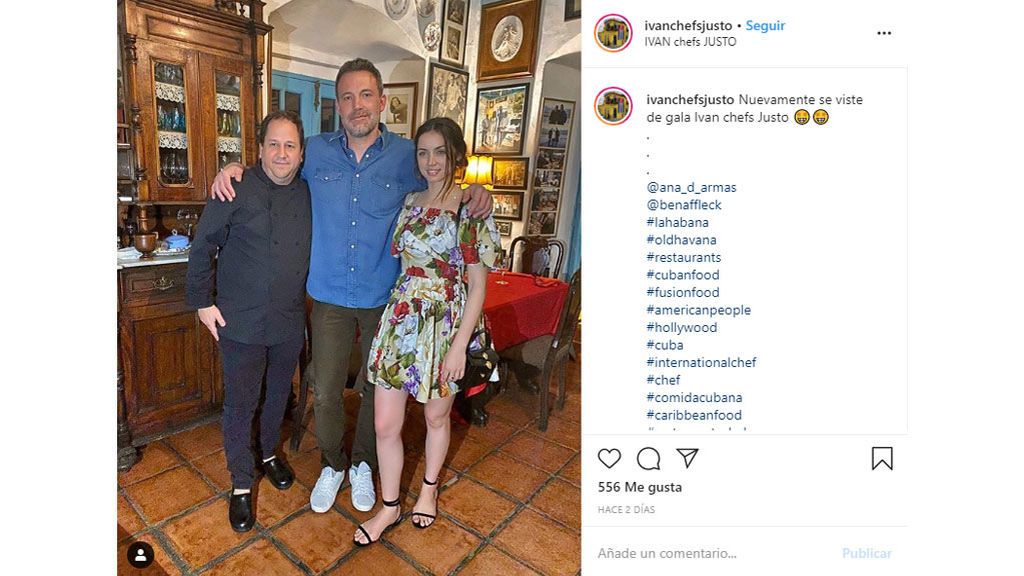 Ana de Armas y Ben Affleck, en el restaurante cubano Ivan Chefs Justo