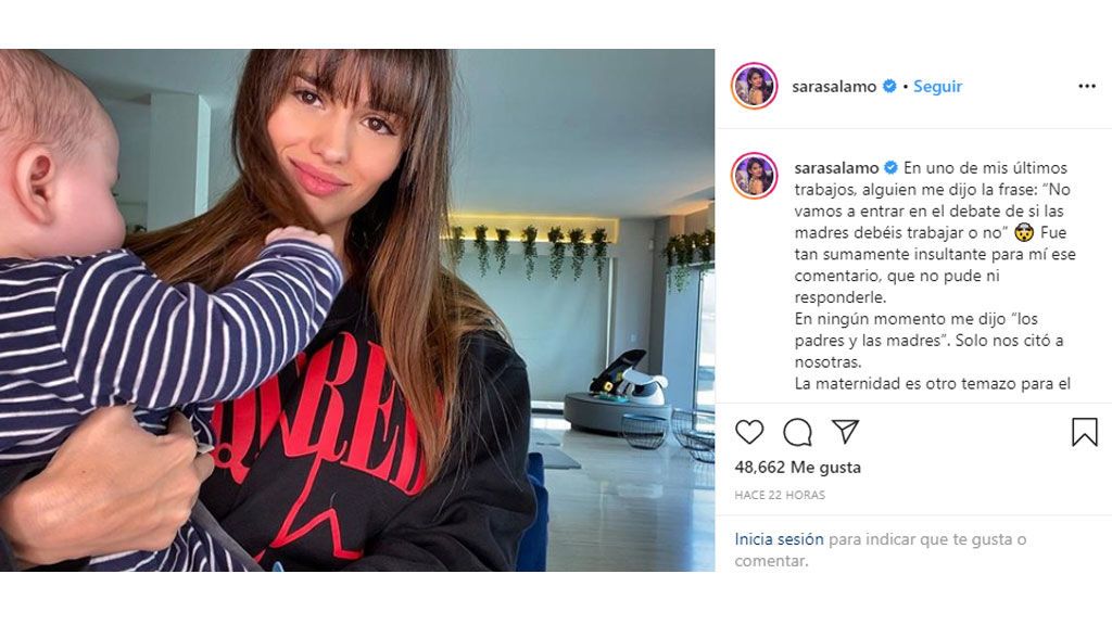 Sara Sálamo, junto a su hijo.
