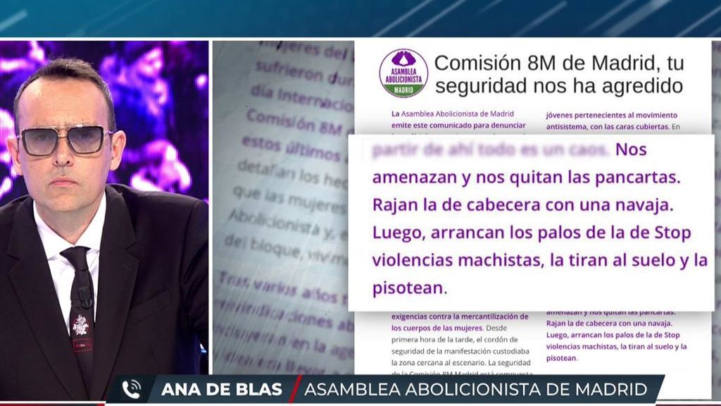 Ana de Blas, Asamblea Abolicionista de Madrid: “Alguna de mis compañeras han sido agredidas en el 8M”