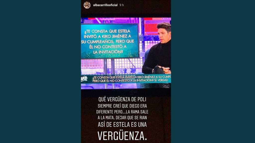 Imagen del stories de Alba Carrillo