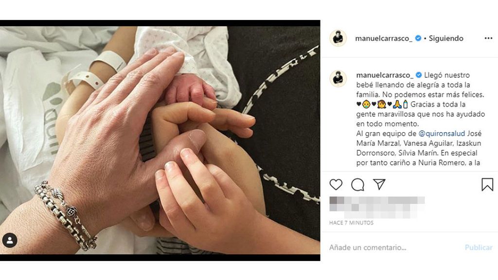 Manuel Carrasco y Almudena Navalón anuncian el nacimiento de su segundo hijo