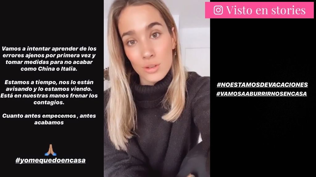 María Pombo pide a sus seguidores que se queden en casa por el coronavirus