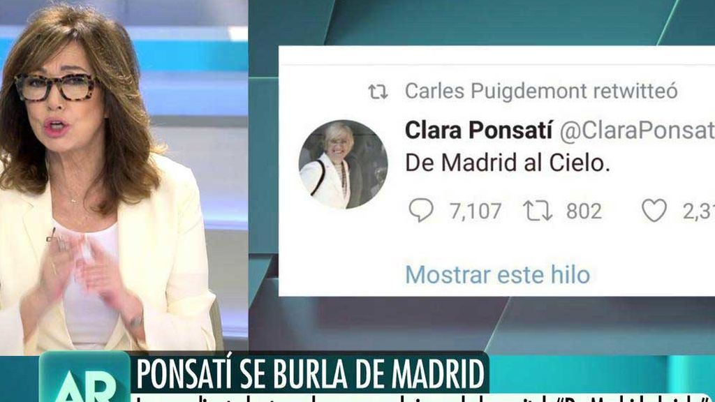 Ana Rosa le lanza un mensaje a Clara Ponsatí después de su polémico tuit: "Es ruindad hecha persona y encima cobarde"
