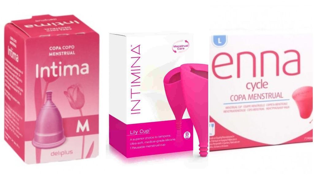 Las copas menstruales de Mercadona, Intimina y Enna.