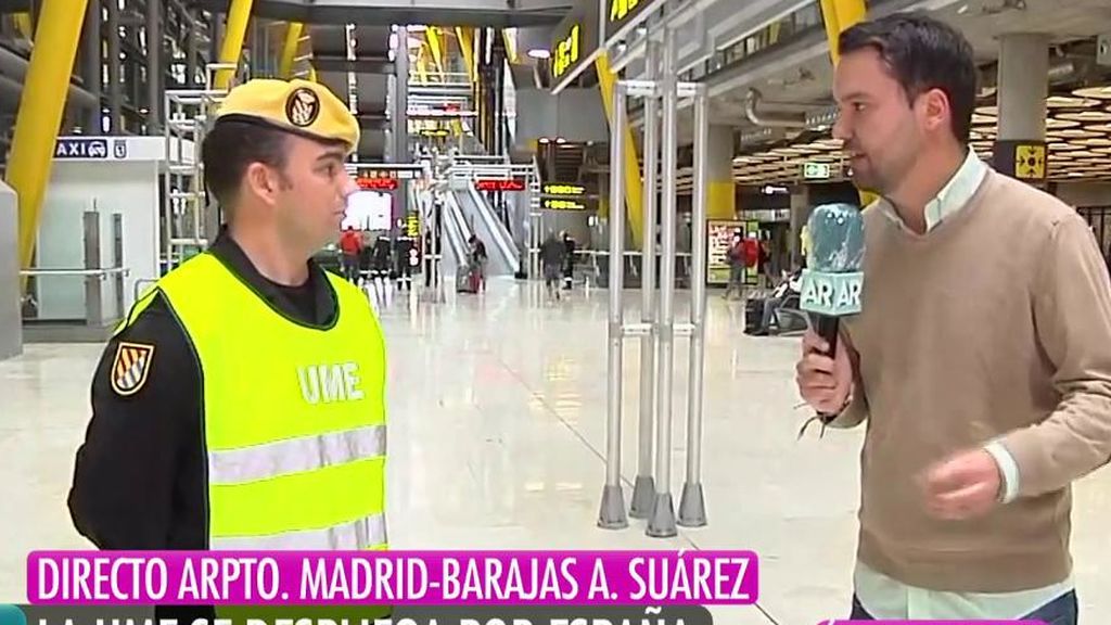 Capitán de la UME en Barajas: "Estaremos aquí todo el tiempo que seamos necesarios"
