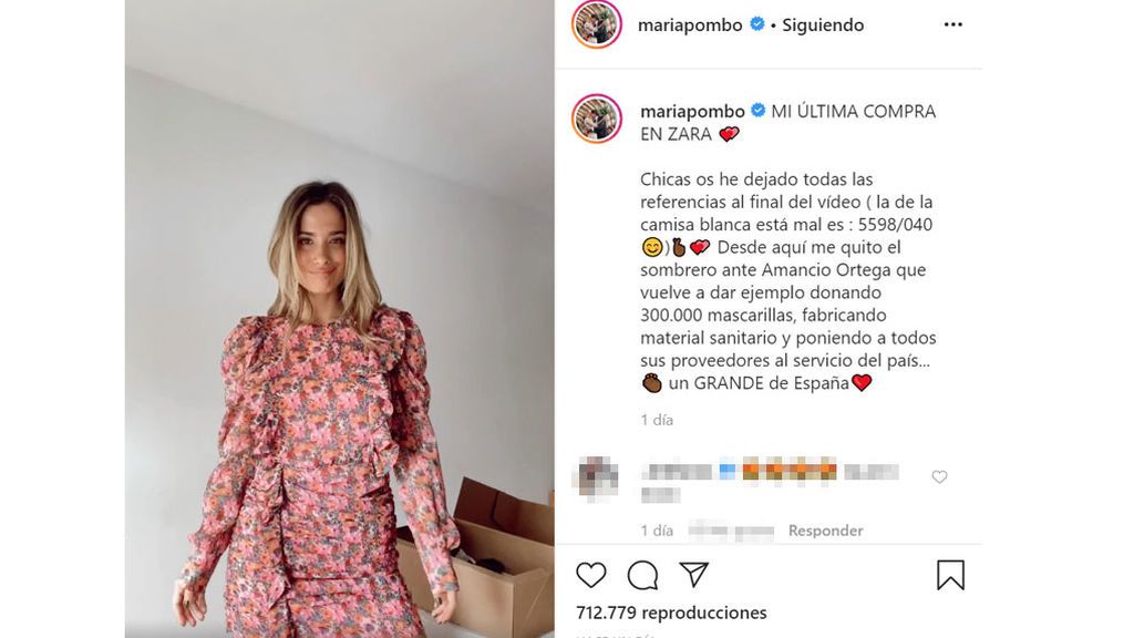 María Pombo muestra las prendas que ha comprado online