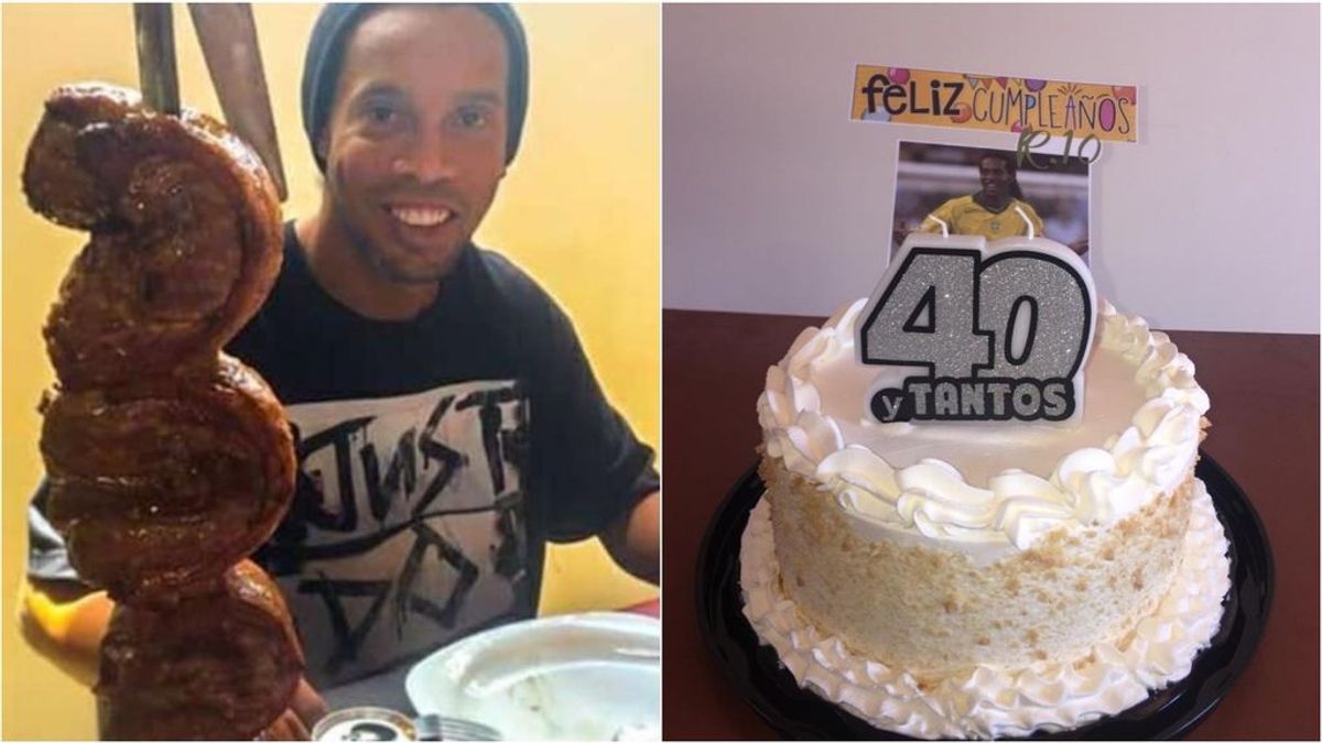 La cena de cumpleaños de Ronaldinho en la carcel: asado y tarta con velas