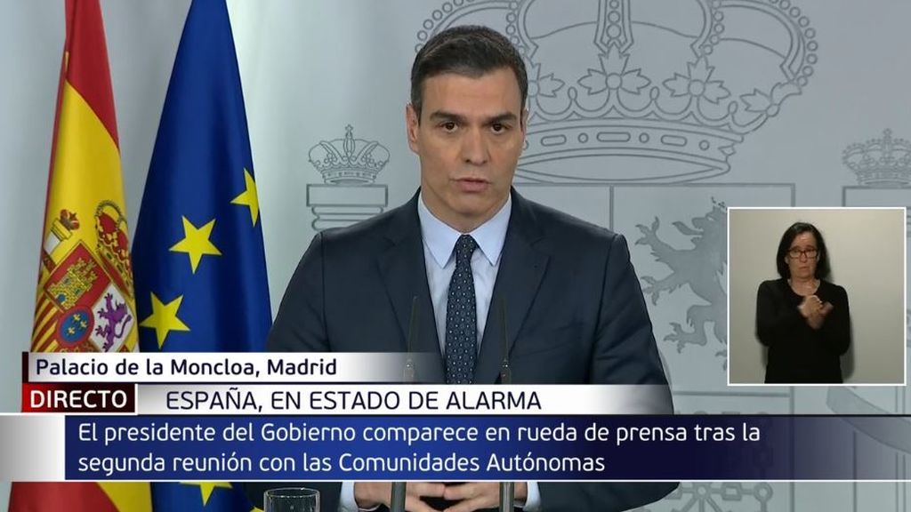 Sánchez comparece en Moncloa y anuncia la prorroga del estado de alarma, íntegro en vídeo