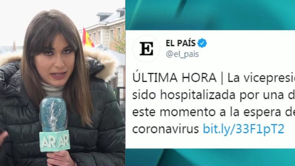 Carmen Calvo, ingresada por una infección respiratoria y a la espera del resultado de la prueba del coronavirus