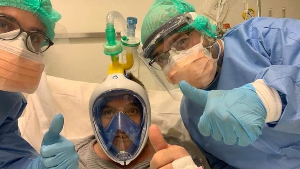 Máscara de snorkel convertida en respirador