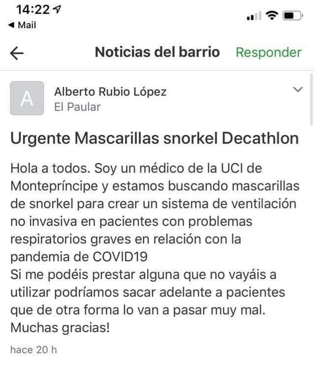 Máscaras de buceo convertidas en respiradores