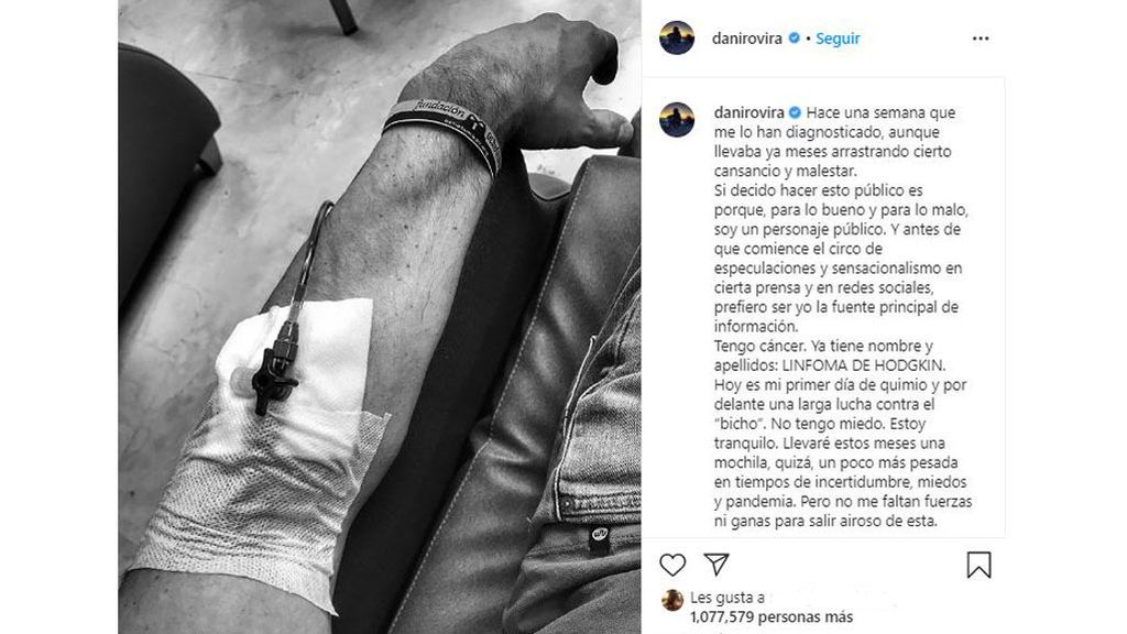 Dani Rovira anuncia que tiene cáncer