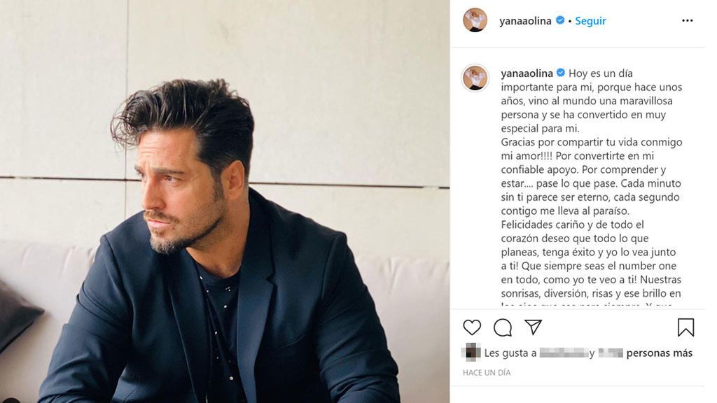La felicitación de Yana Olina a su chico