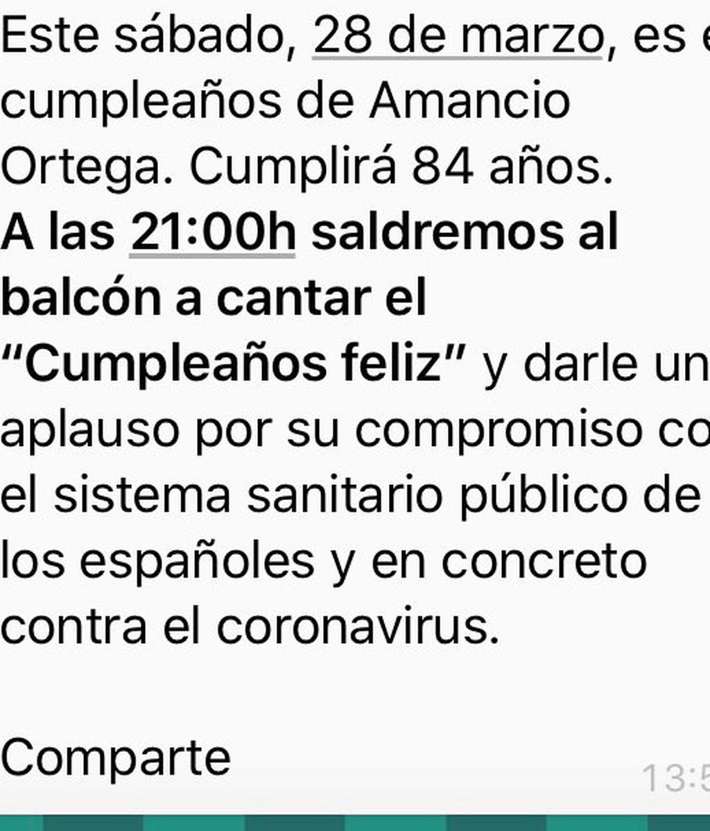 Cumpleaños Amancio Ortega Whatsapp