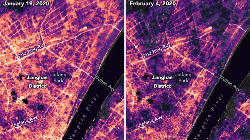 Fotografía de la NASA de los cambios en Wuhan