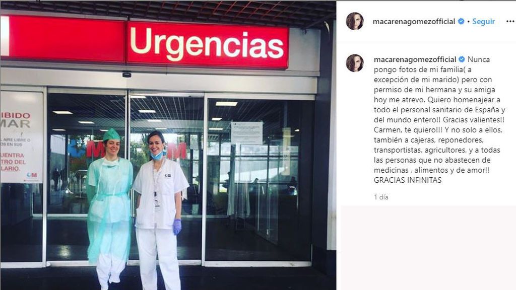 La publicación de Macarena Gómez en Instagram
