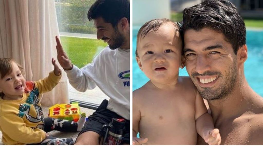 Luis Suárez y su hijo