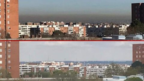 El cielo de Madrid antes y después del confinamiento por el ...