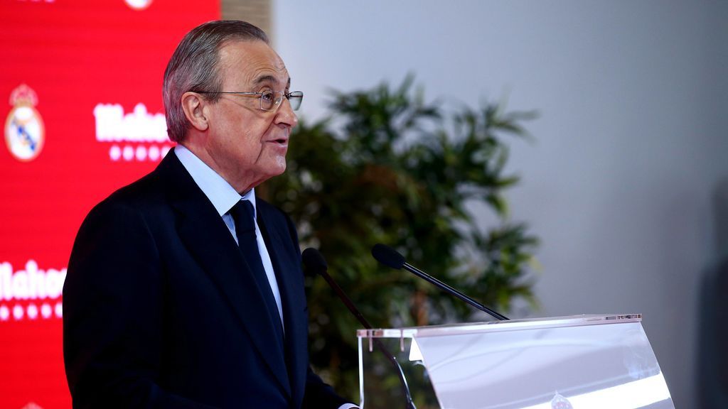 Florentino Pérez durante una rueda de prensa del Real Madrid