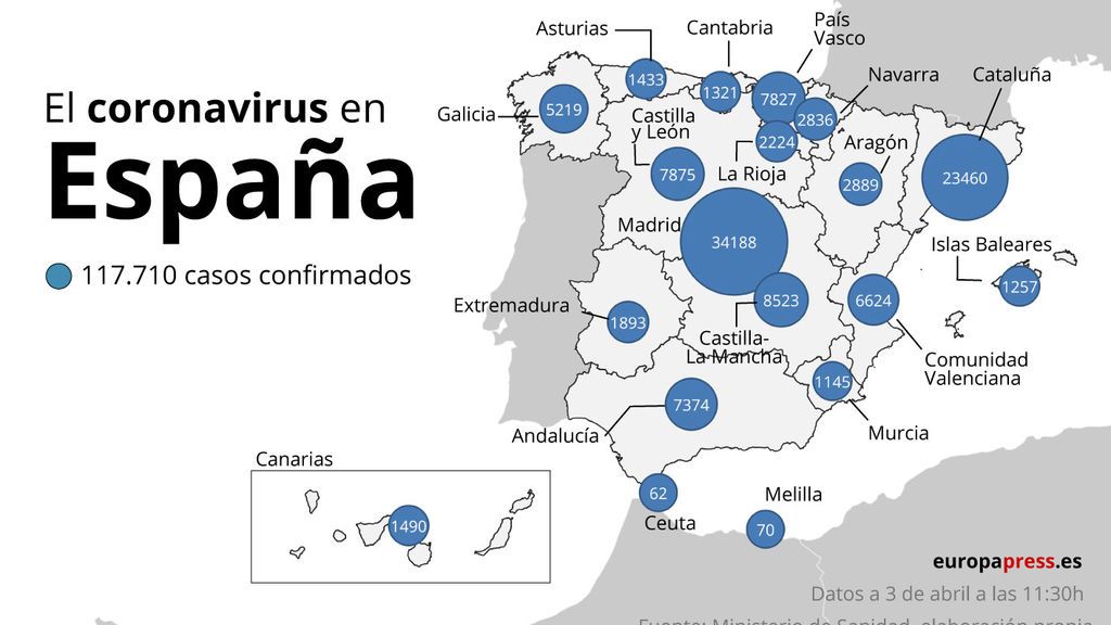 Mapa del coronavirus en España