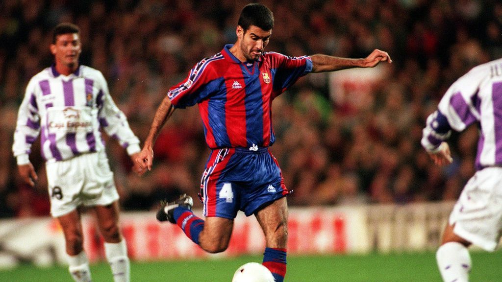 Guardiola jugando con la camiseta del FC Barcelona