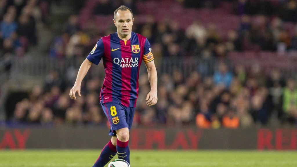 Andrés Iniesta jugando con la camiseta del FC Barcelona