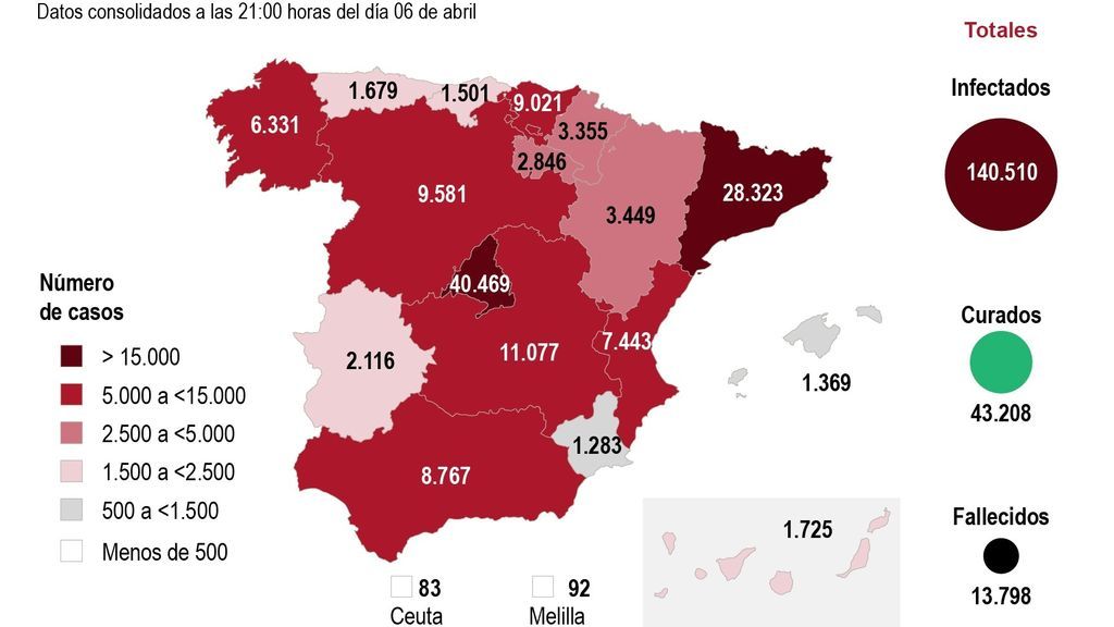 Mapa del coronavirus en España