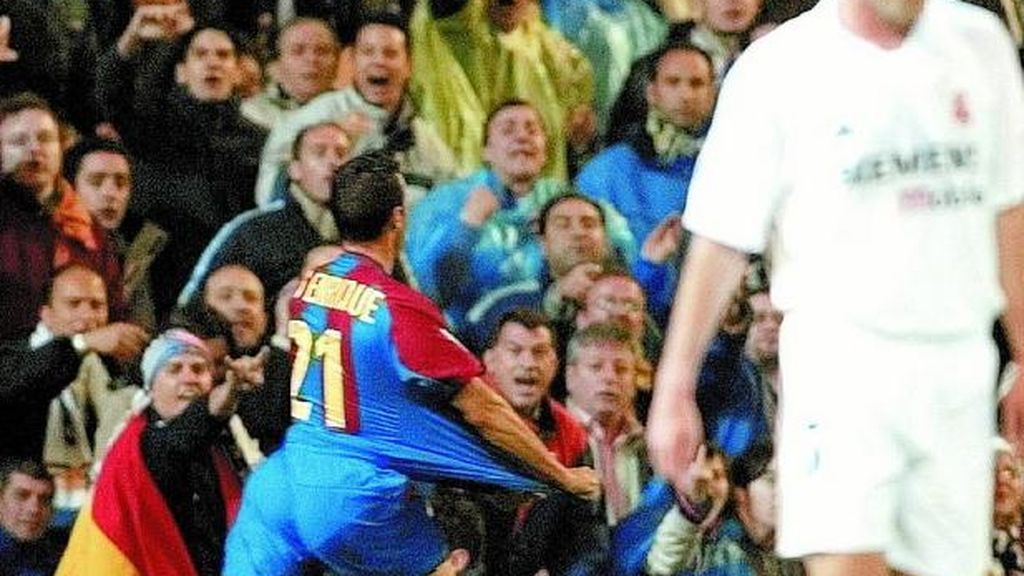 Luis Enrique celebrando un gol con el FC Barcelona ante su antiguo equipo el Real Madrid