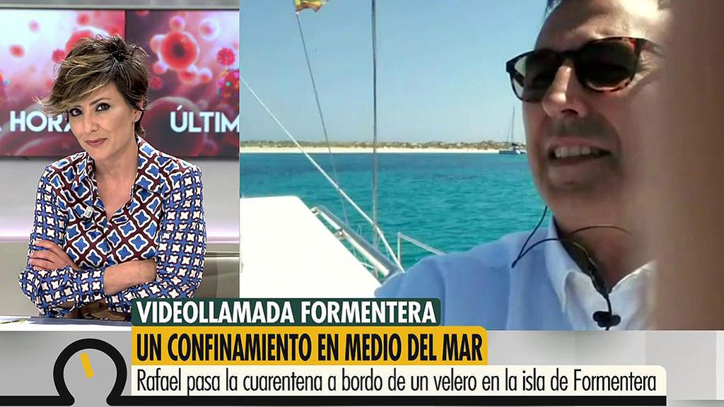 Confinamiento paradisíaco: Rafael pasa la cuarentena a bordo de un velero en la isla de Formentera