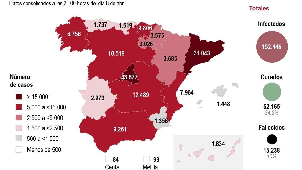 El mapa del coronavirus en España