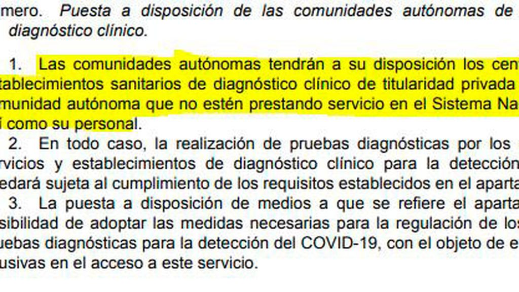 Sanidad interviene a los laboratorios privados y los pone a disposición de las Comunidades Autónomas vía BOE
