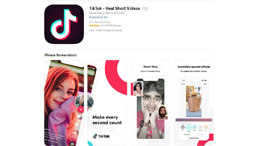 La red social TitTok en la App Store.