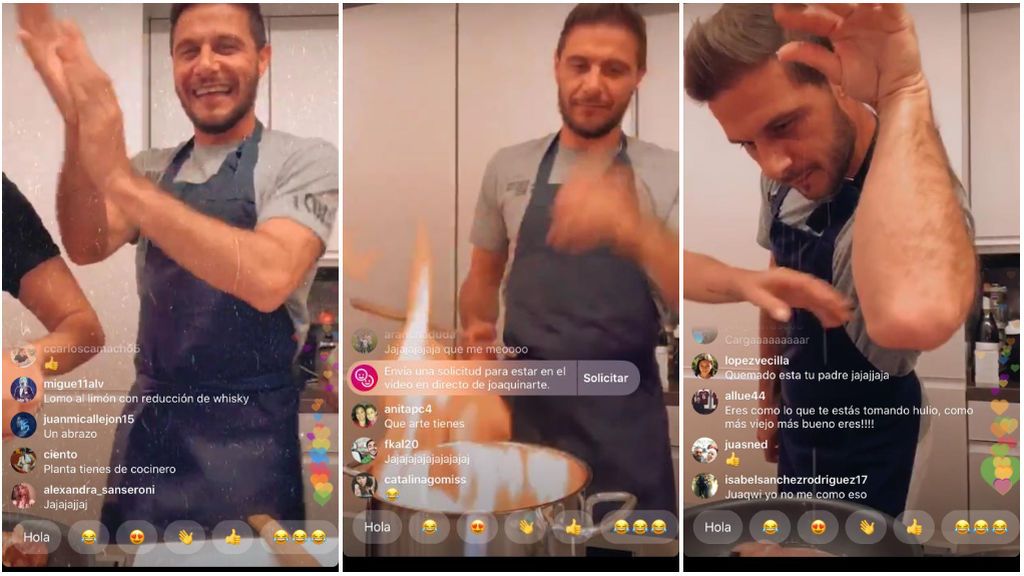 Joaquín, en varios momentos del directo en Instagram.