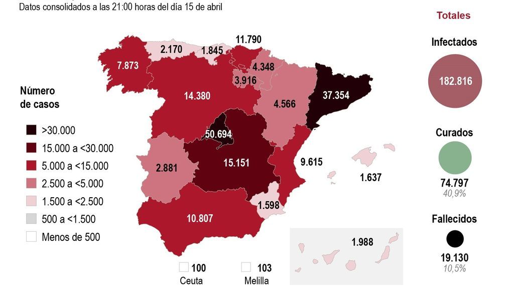 El mapa del coronavirus en España
