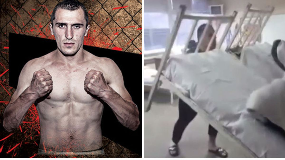 Un luchador de MMA contagiado con coronavirus entrena en el hospital haciendo pesas con las camas de los pacientes