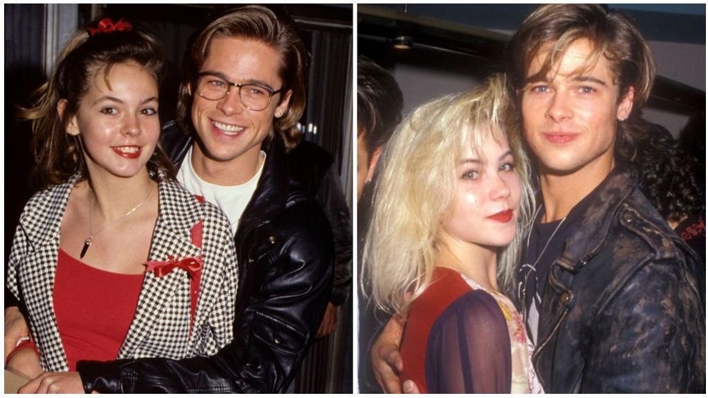 Brad Pitt y Shalane McCall, a la izquierda, y Brad Pitt y Christina Applegate, a la derecha de la imagen.