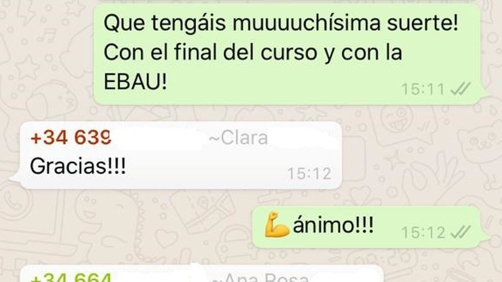 Extrato de la conversación por WhatsApp