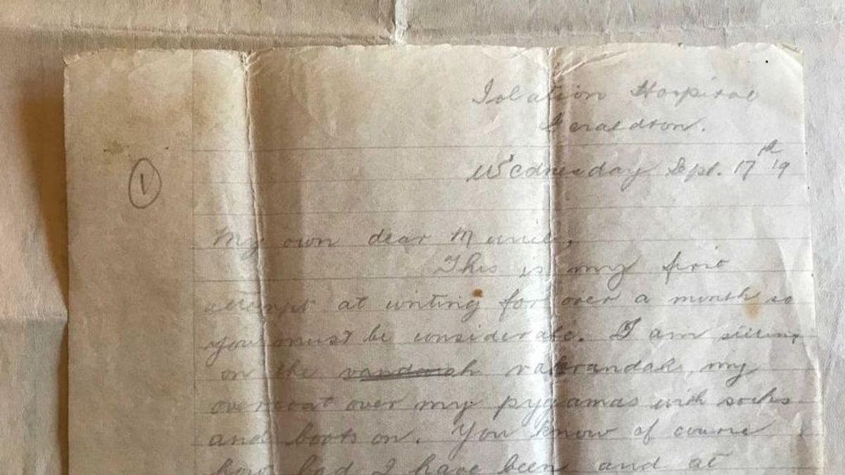 Comparte la carta de su bisabuelo escrita durante la gripe española y las semejanzas con el coronavirus son evidentes