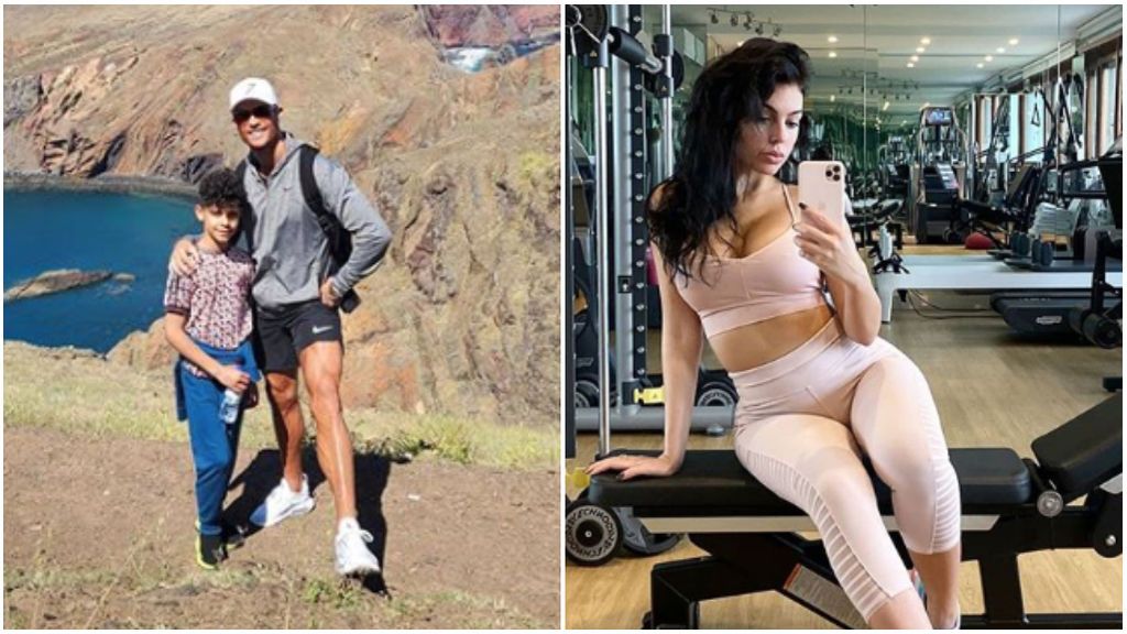 Cristiano Ronaldo con su hijo y Georgina, en el gimnasio. Cristiano Ronaldo con su hijo y Georgina, en el gimnasio.