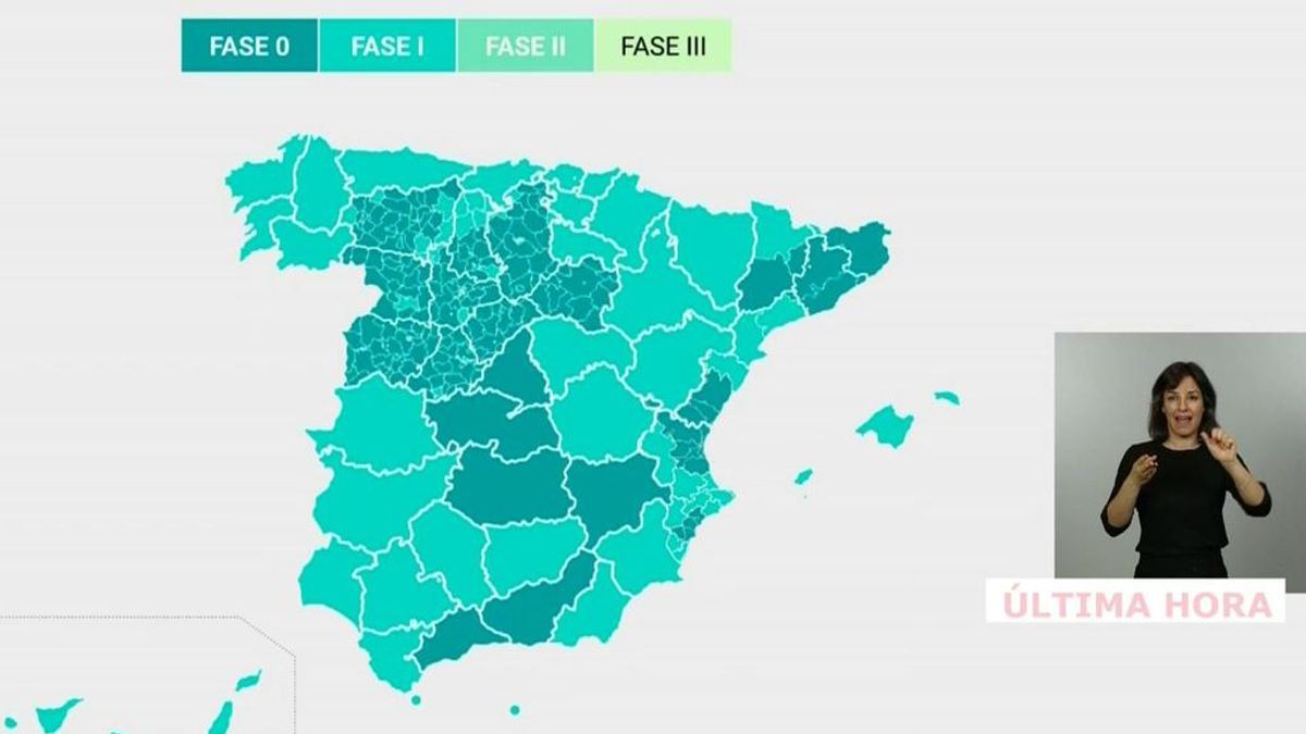 La lista de las comunidades o provincias que pasan a la fase 1 de la desescalada en España