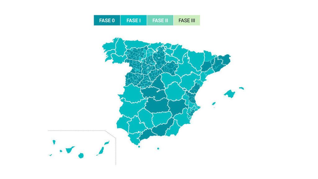 Estos son los territorios de España que pasan a la fase 1 de la desescalada