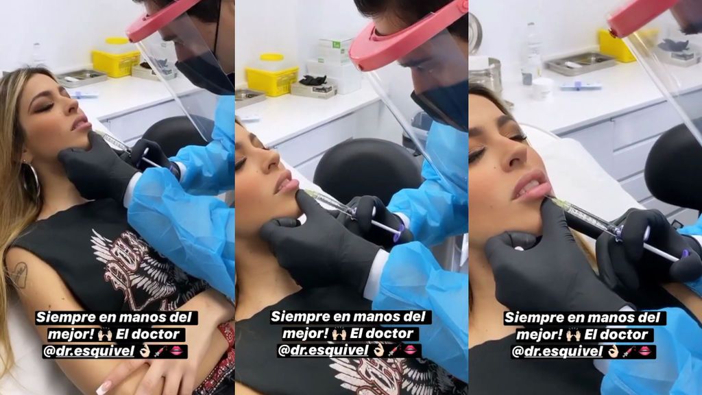 Oriana se retoca los labios en directo