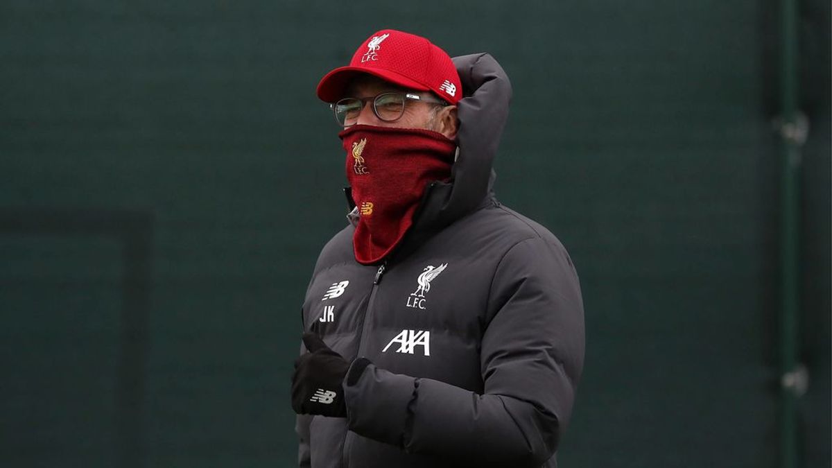 Klopp, en un entrenamiento del Liverpool.