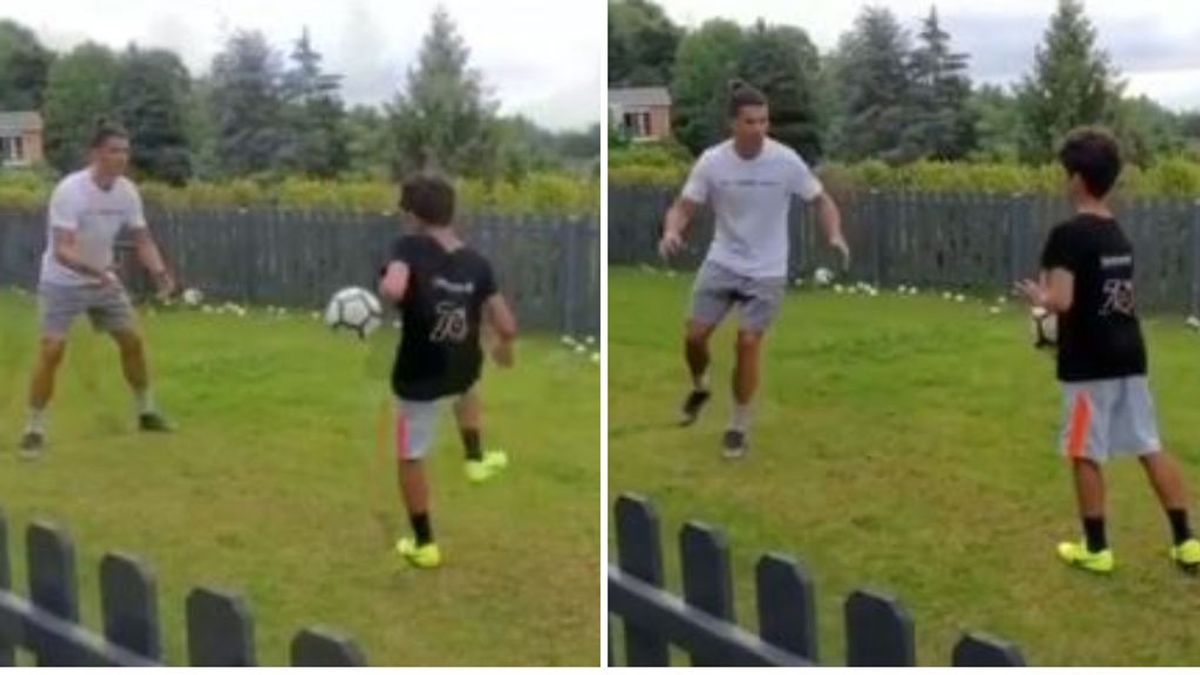 Cristiano Ronaldo se pone a punto entrenando con su hijo: "De tal palo, tal astilla" Cristiano Ronaldo se pone a punto entrenando con su hijo: "De tal palo, tal astilla"